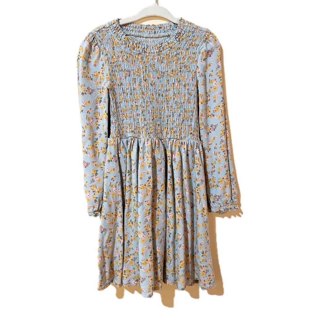 Biscotti Collezioni | Blue + Yellow Floral Smocked Dress